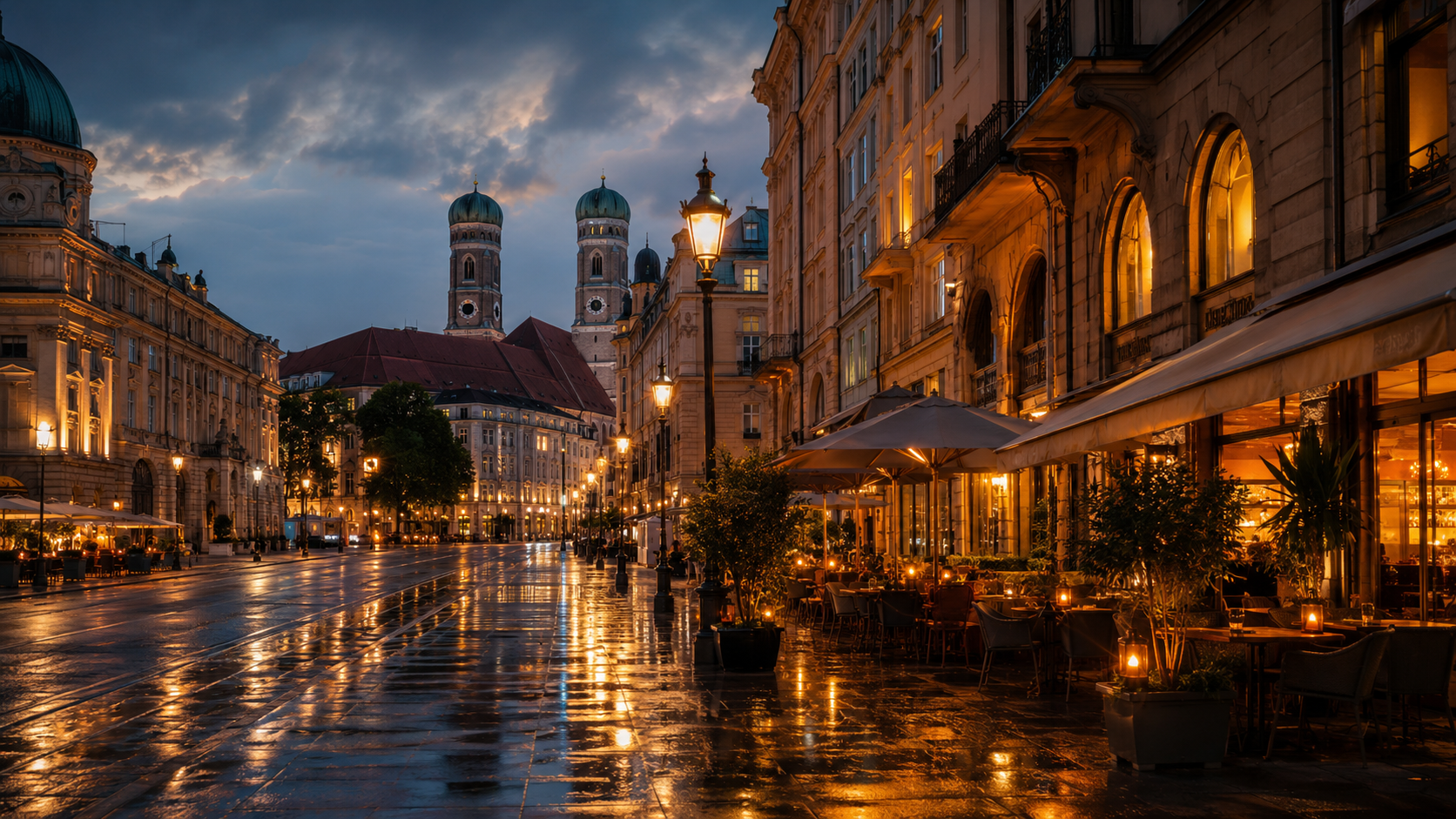 Münchner Altstadt bei Abenddämmerung mit warmer Beleuchtung — swinger<a href= — swingertreffen muenchen